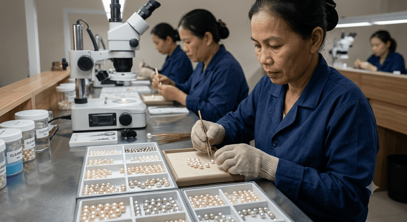 Processing and sorting harvested pearls